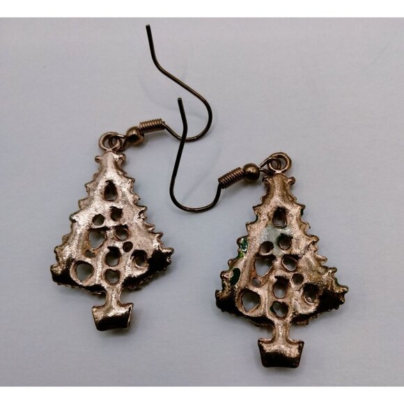 Christmas Tree Earrings Snow Accents - Picture 4 of 4
